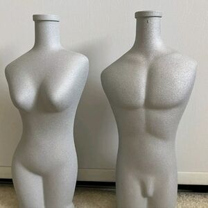 Vintage Bottles Vases Naked Body Female and Male Gray Glass Art Deco Germany New